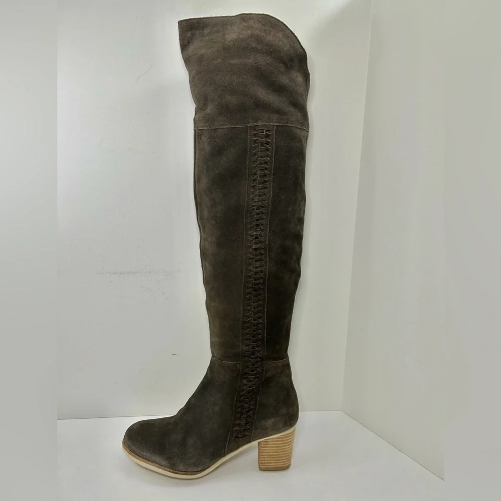 Coconuts by Matisse Anthropologie Muse Choco Brown Suede Over Knee Boots Sz 10